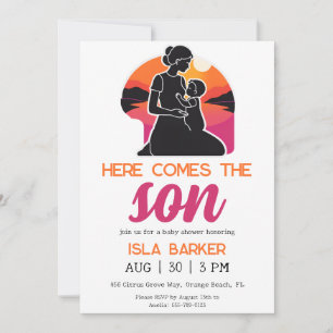 Here comes the son sunshine baby shower invitation