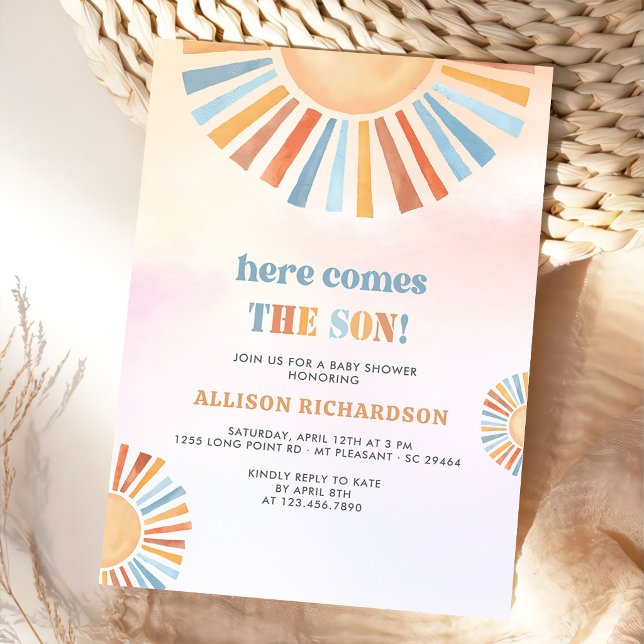 Here Comes The Son Sunshine Baby Shower Invitation (Creator Uploaded)