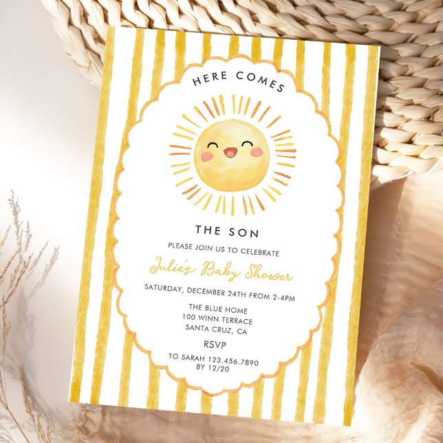 Here Comes The Son Sunshine Baby Shower Invitation (Creator Uploaded)