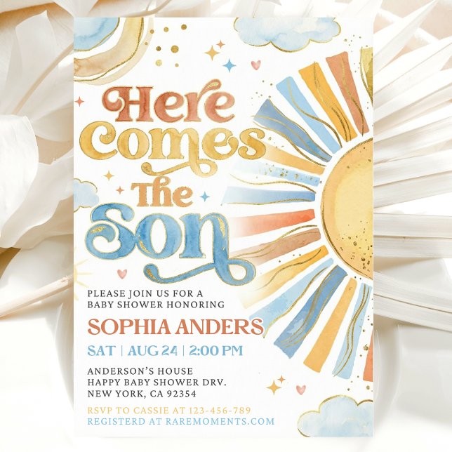 Here Comes the Son Sunshine Baby Shower Invitation (Creator Uploaded)