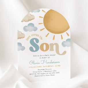 Here Comes the Son Sunshine Baby Shower Invitation