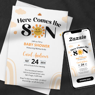 Here Comes the Son Sunshine Baby Shower Invitation