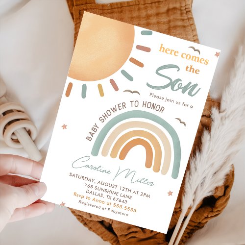 Here Comes the Son Sunshine Baby Shower Invitation