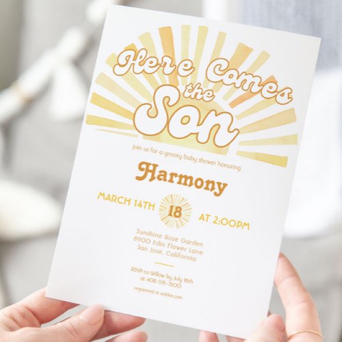 Here Comes the Son Sunshine Baby Shower Invitation