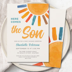 Here Comes the Son Sunshine Baby Shower Invitation