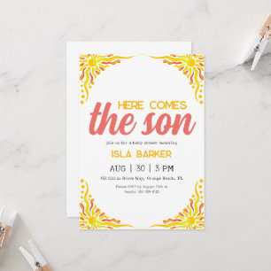 Here comes the son sunshine baby shower invitation