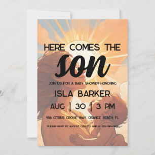 Here comes the son sunshine baby shower invitation