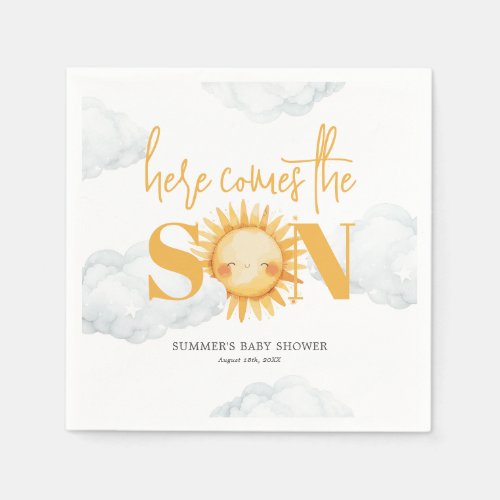 Here Comes The Son Sunshine Baby Shower Napkins