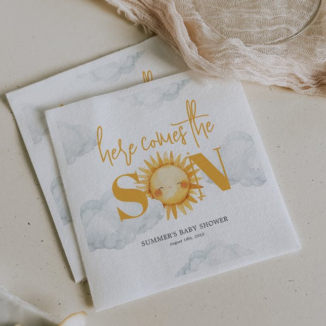 Here Comes The Son Sunshine Baby Shower Napkins (Creator Uploaded)