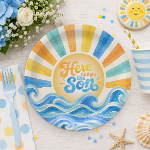 Here Comes the Son Sunshine Baby Shower Paper Plat Plates