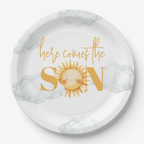 Here Comes The Son Sunshine Baby Shower Paper Plates