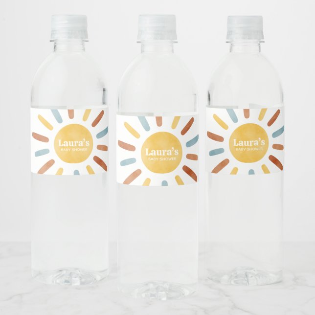 Here comes the Son Sunshine Baby Shower Water Bottle Label (Bottles)