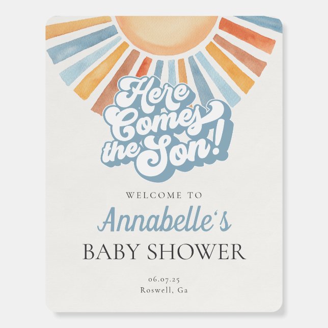 Here Comes the Son Sunshine Baby Shower Welcome Foam Board (Front)