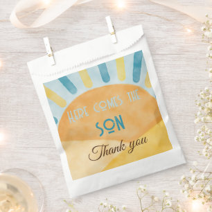 Here Comes the Son Sunshine Blue Ray Baby Shower Favor Bag