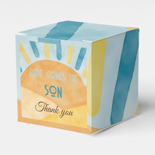 Here Comes the Son Sunshine Blue Ray Baby Shower Favor Boxes