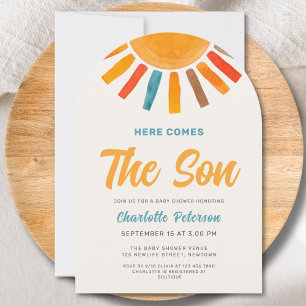 Here Comes the Son Sunshine Boy Baby Shower Arch Invitation