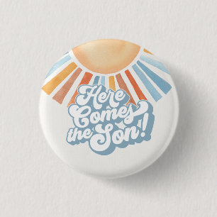 Here Comes the Son Sunshine Boy Baby Shower Favors Button