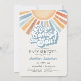 Here Comes the Son Sunshine Boy Baby Shower Invitation