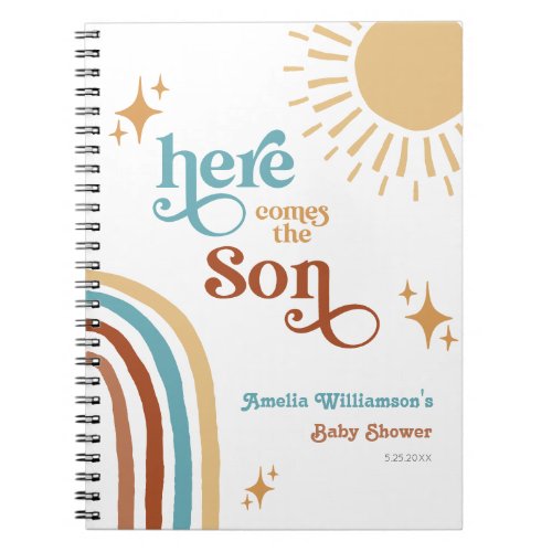 Here Comes the Son Sunshine Boy Baby Shower Notebook