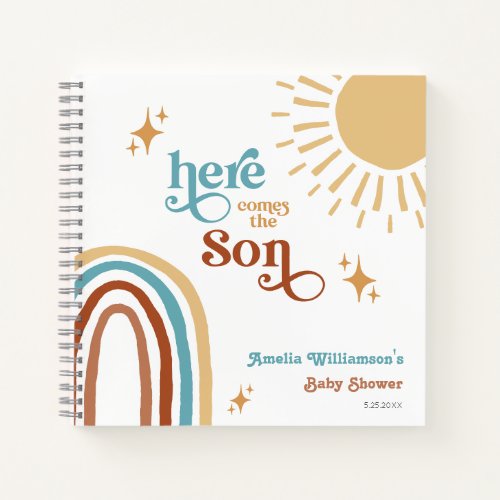 Here Comes the Son Sunshine Boy Baby Shower Notebook