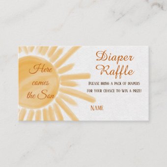 Here Comes the Son Sunshine Diaper Raffle Shower Enclosure Card | Zazzle