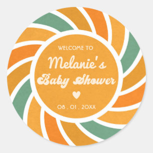 Here Comes The Son Sunshine Groovy Cute Retro Classic Round Sticker