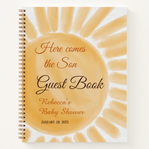 Here Comes the Son Sunshine Ray Baby Shower Guest Notebook