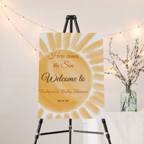 Here Comes the Son Sunshine Ray Yellow Baby Shower Foam Board