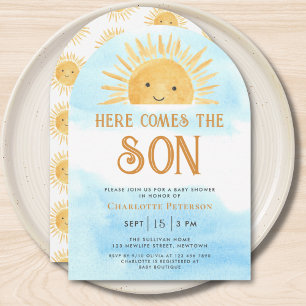 Here Comes the Son Sunshine Sky Baby Shower  Invitation
