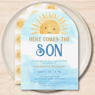 Here Comes the Son Sunshine Sky Baby Shower Invitation