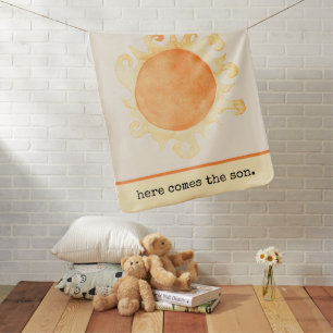 Here comes the son sunshine Watercolor Typewriter Baby Blanket
