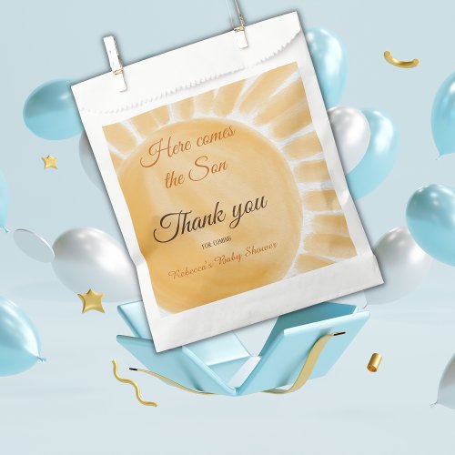 Here Comes the Son Sunshine Yellow Ray Baby Shower Favor Bag