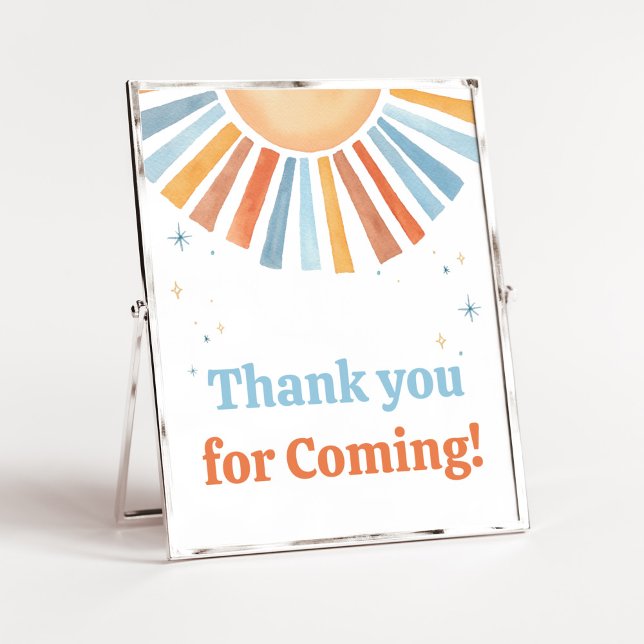 Here Comes the Son Thank you for Coming Poster (Boho Sunshine Baby Shower Thank you for Coming Sign)