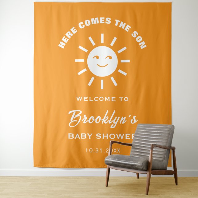 Here Comes The Son Trendy Sun Baby Shower Backdrop (In Situ)