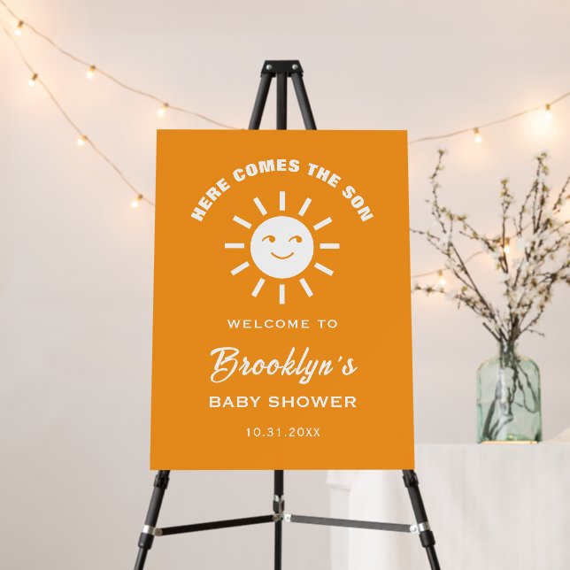 Here Comes The Son Trendy Sun Baby Shower Welcome Foam Board (In Situ (Stand))