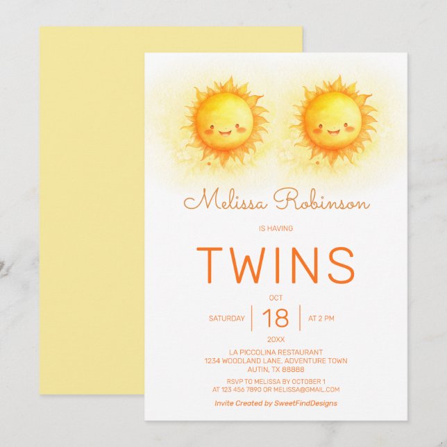 Here Comes The Son Twins Baby Shower Invitation (Front/Back)
