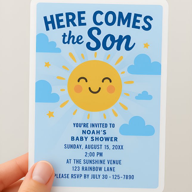 "Here comes the son" Vertical Invitation Card (Creator Uploaded)