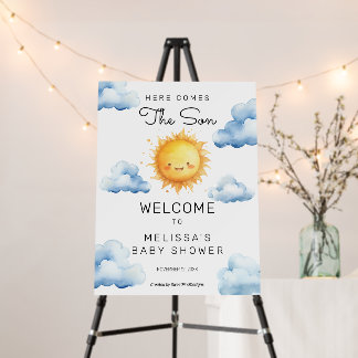 Here comes the Son Watercolor Baby Boy Shower Foam Board