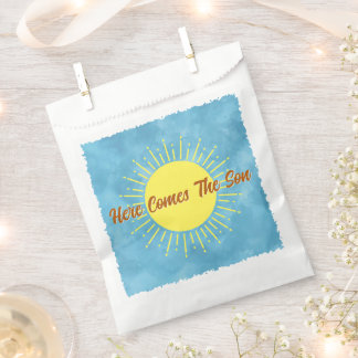 Here Comes The Son Watercolor Baby Shower Custom Favor Bag