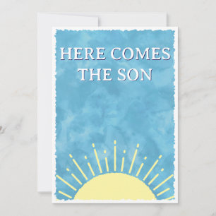 Here Comes The Son Watercolor Baby Shower Custom Invitation