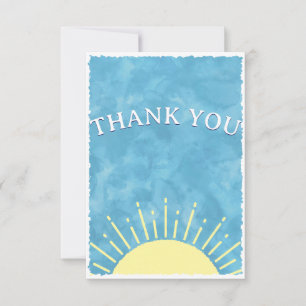 Here Comes The Son Watercolor Baby Shower Custom Thank You Card