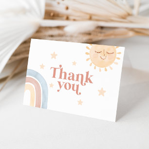Here Comes The Son Watercolor Baby Shower Letterpress Thank You Card