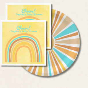 Here Comes The Son, Yellow Retro Rainbow Napkins