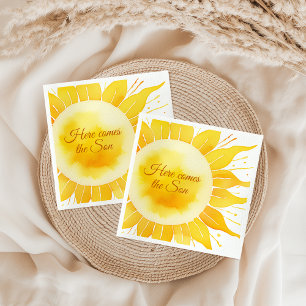Here Comes the Son Yellow Sunshine Baby Shower Napkins