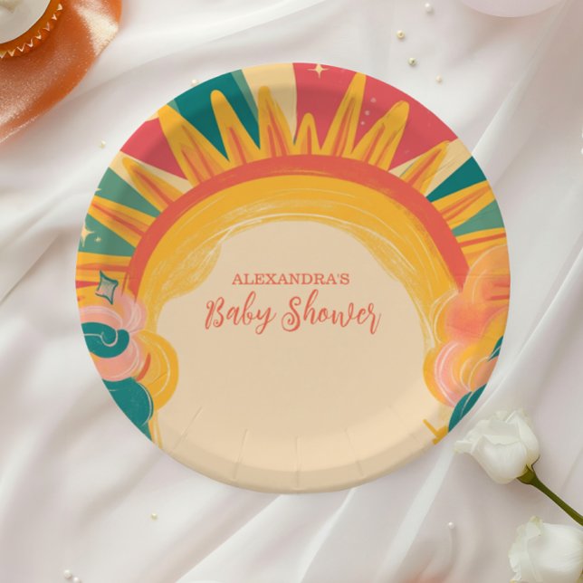 Here Comes the Son Yellow Sunshine Baby Shower Paper Plates (Creator Uploaded)