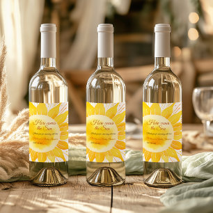 Here Comes the Son Yellow Sunshine Baby Shower Wine Label