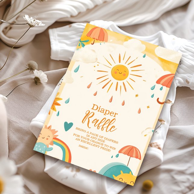 Here Comes the Son Yellow Sunshine Diapper Raffle Enclosure Card (Creator Uploaded)