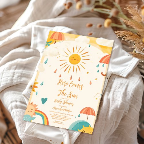 Here Comes the Son Yellow Sunshine Invitation