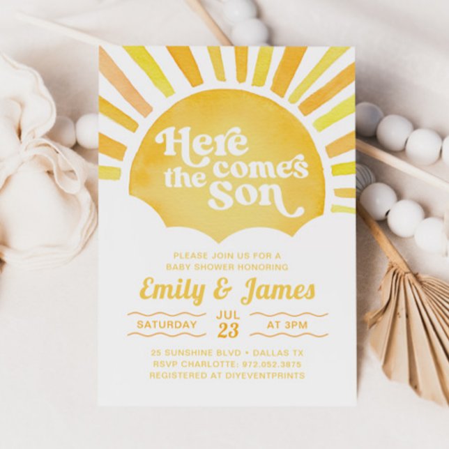 Here Comes The Son You Are My Sunshine Baby Shower Invitation (Creator Uploaded)