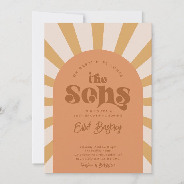 Here Comes The Sons Baby Shower Invitation  (Front)